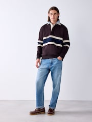 Chocolate Brown Block Rugby Polo Sweatshirt - Image 2 of 5