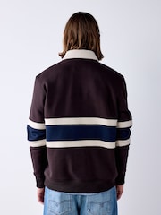 Chocolate Brown Block Rugby Polo Sweatshirt - Image 3 of 5