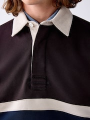 Chocolate Brown Block Rugby Polo Sweatshirt - Image 5 of 5
