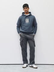 Steel Blue Hokusai Graphic Overhead Hoodie - Image 2 of 10
