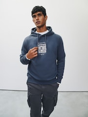 Steel Blue Hokusai Graphic Overhead Hoodie - Image 3 of 10