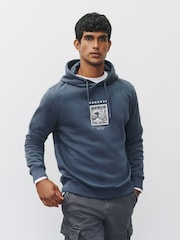 Steel Blue Hokusai Graphic Overhead Hoodie - Image 4 of 10