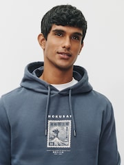 Steel Blue Hokusai Graphic Overhead Hoodie - Image 5 of 10