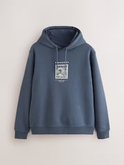 Steel Blue Hokusai Graphic Overhead Hoodie - Image 7 of 10