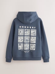 Steel Blue Hokusai Graphic Overhead Hoodie - Image 8 of 10