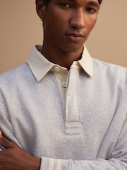 Grey Marl Rugby Polo Sweatshirt - Image 1 of 8