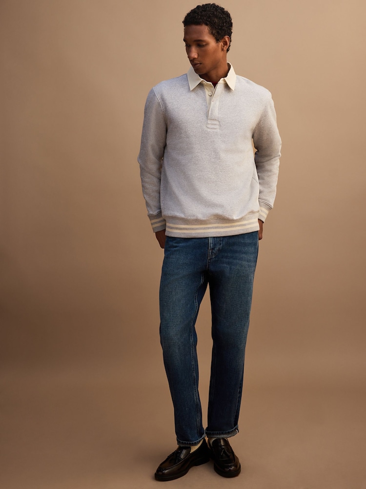 Grey Marl Rugby Polo Sweatshirt - Image 2 of 8 Grey Marl Rugby Polo Sweatshirt - Image 2 of 8