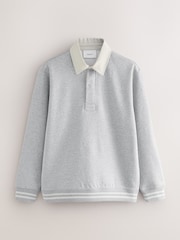 Grey Marl Rugby Polo Sweatshirt - Image 6 of 8