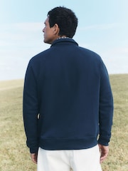 Mid-Blue Soft Loopback Zip Neck Polo Sweatshirt - Image 4 of 8