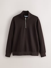 Chocolate Brown Regular Fit Quarter Zip Sweatshirt - Image 5 of 7