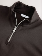 Chocolate Brown Regular Fit Quarter Zip Sweatshirt - Image 6 of 7
