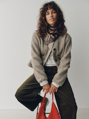 Neutral Button Up Teddy Borg Jacket - Image 2 of 4