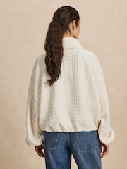 Ecru Cream Cable Quarter Zip Sweatshirt - Image 4 of 5
