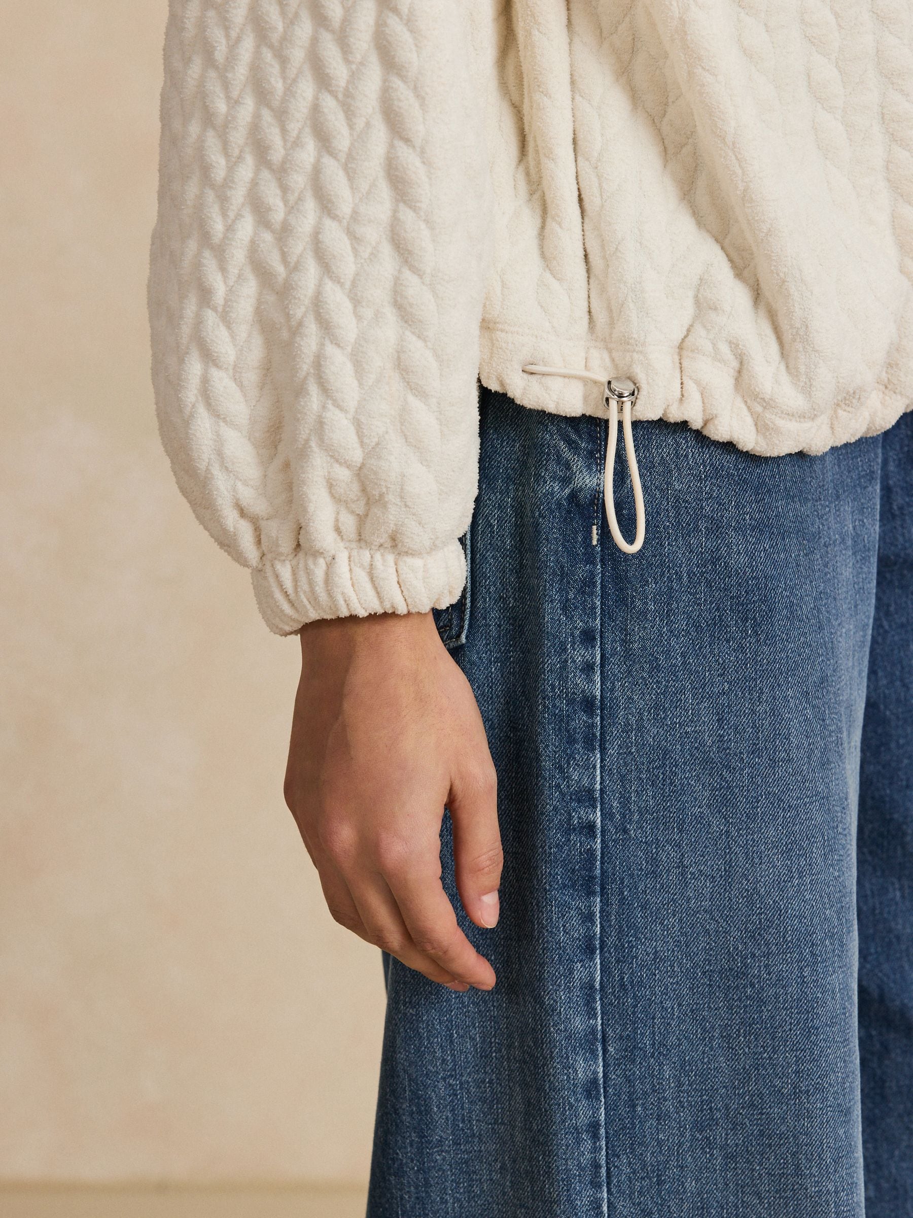 Buy Ecru Cream Cable Quarter Zip Sweatshirt from Next USA