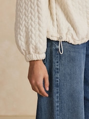 Ecru Cream Cable Quarter Zip Sweatshirt - Image 5 of 5