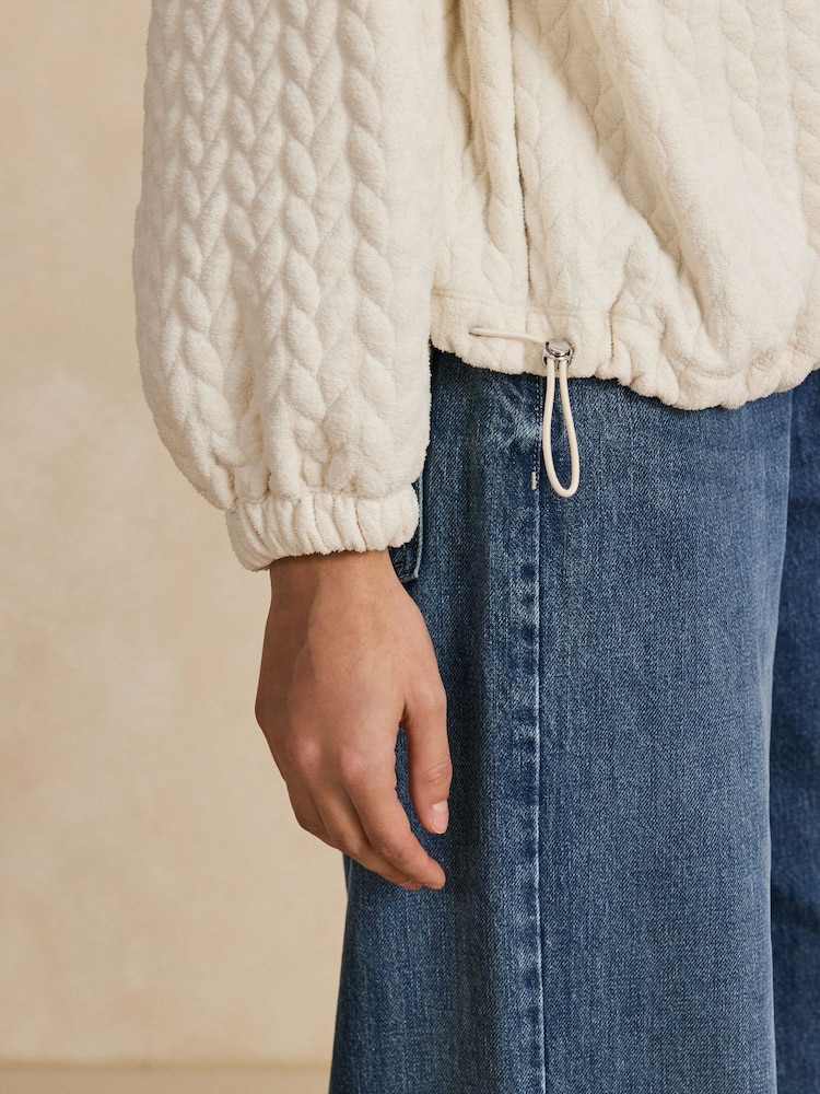 Ecru Cream Cable Quarter Zip Sweatshirt - Image 5 of 5 Ecru Cream Cable Quarter Zip Sweatshirt - Image 5 of 5