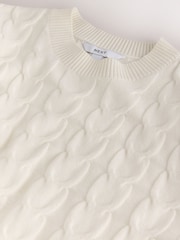 Ecru Cream Knit Look Cable Crew Neck Jumper - Image 7 of 8