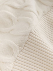 Ecru Cream Knit Look Cable Crew Neck Jumper - Image 8 of 8