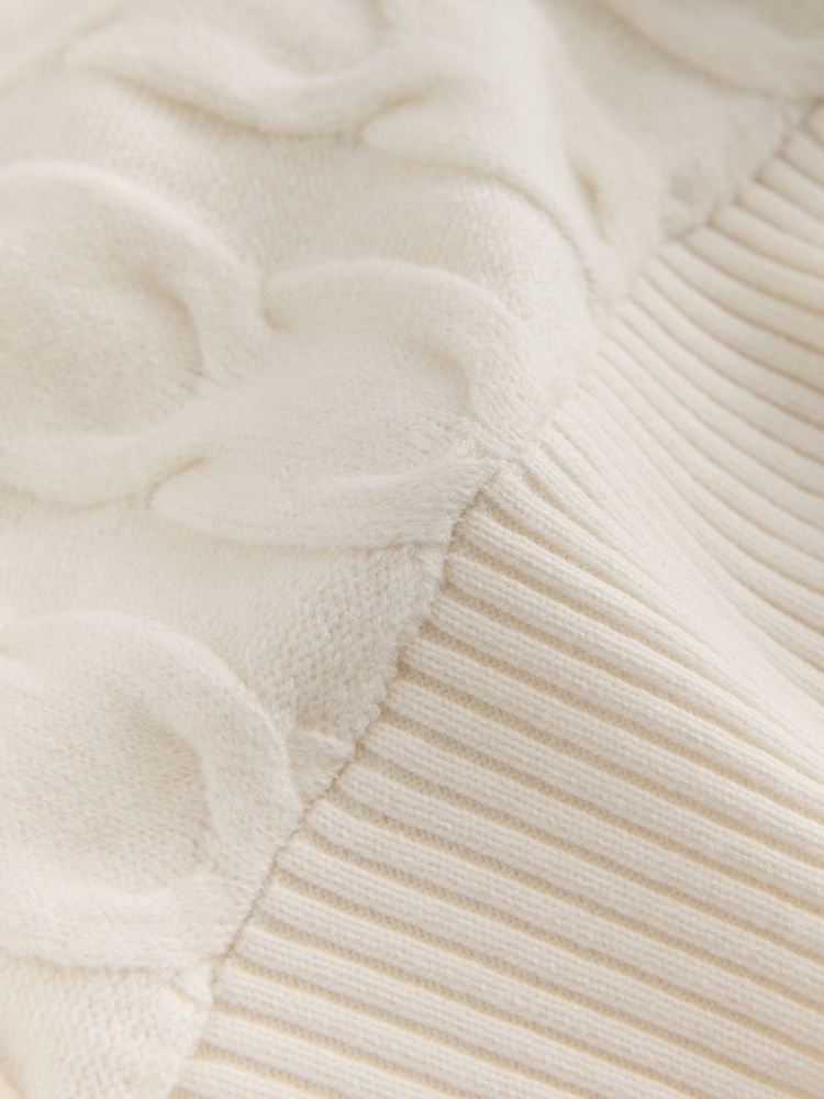 Ecru Cream Knit Look Cable Crew Neck Jumper - Image 8 of 8