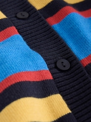 Cobalt Blue Stripe Button Up Collared Cosy Knit Cardigan - Image 5 of 7