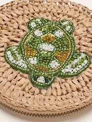 FatFace Turtle Beaded Raffia Pouch - Obraz 2 z 3