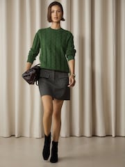 Green Knit Look Cable Crew Neck Jumper - Image 3 of 8
