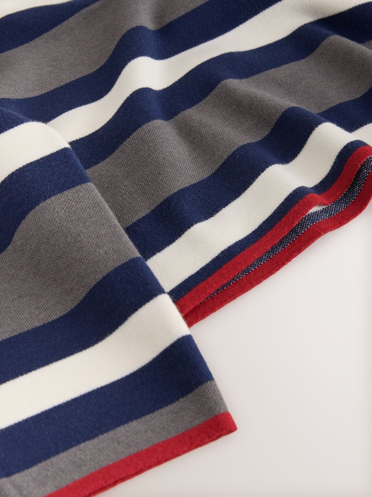 Grey/Navy Striped Knit Look Crew Neck Jumper - Image 8 of 8