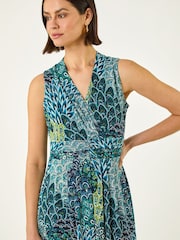 Roman Green Peacock Twist Dress - Image 4 of 5
