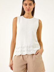 Roman White Pearl Trim Knitted Vest - Image 4 of 5
