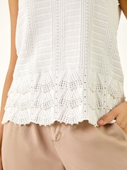 Roman White Pearl Trim Knitted Vest - Image 5 of 5