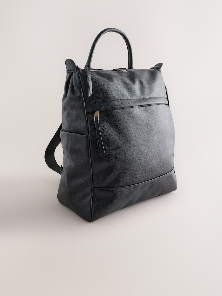 Black Front Pocket Rucksack Bag - Image 1 of 5 Black Front Pocket Rucksack Bag - Image 1 of 5