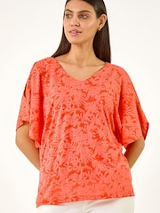 Roman Burnout Print Jersey Stretch Top - Image 4 of 5