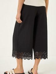 Roman Black Laser Cut Wide Leg Trousers - Image 5 of 5