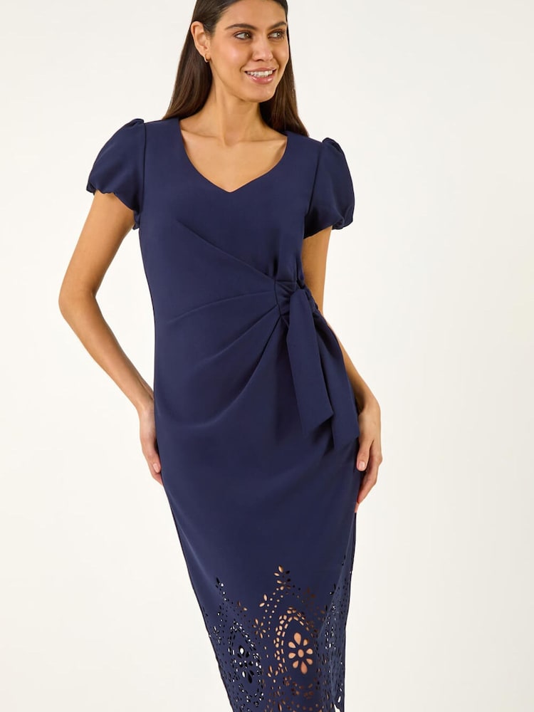 Roman Laser Cut Hem Tie Waist Dress - Image 1 of 5