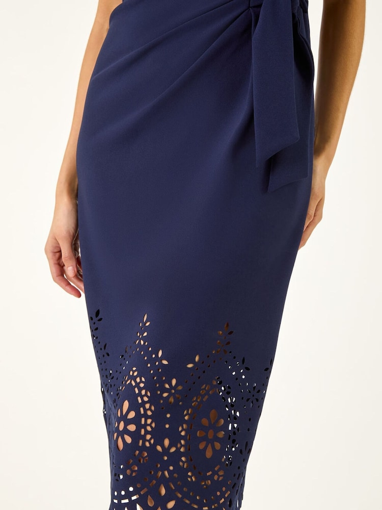 Roman Laser Cut Hem Tie Waist Dress - Image 5 of 5