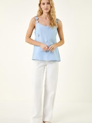 Roman Blue Floral Embroidered Cami Top - Image 2 of 5