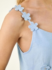 Roman Blue Floral Embroidered Cami Top - Image 5 of 5