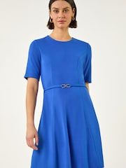 Roman Blue Belted Fit & Flare Dress - Image 2 of 5