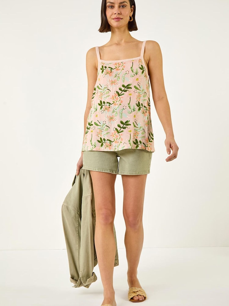 Roman Orange Floral Broidery Cami - Image 2 of 5