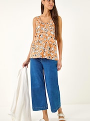 Roman Orange Shell Print Gathered Vest Top - Image 3 of 5