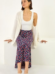 Roman Red Floral Heart Print A-Line Skirt - Image 1 of 5