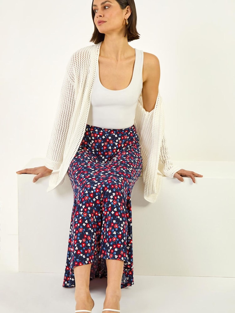 Roman Red Floral Heart Print A-Line Skirt - Image 1 of 5