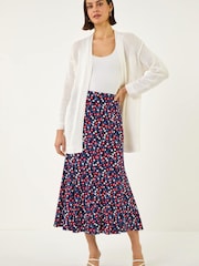 Roman Red Floral Heart Print A-Line Skirt - Image 2 of 5