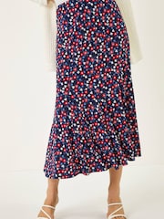 Roman Red Floral Heart Print A-Line Skirt - Image 3 of 5