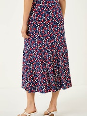 Roman Red Floral Heart Print A-Line Skirt - Image 4 of 5