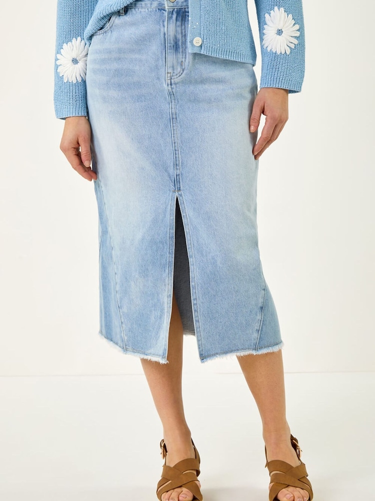 Roman Blue Light Wash Midi Skirt - Image 1 of 5