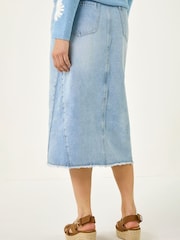 Roman Blue Light Wash Midi Skirt - Image 3 of 5
