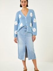 Roman Blue Light Wash Midi Skirt - Image 4 of 5