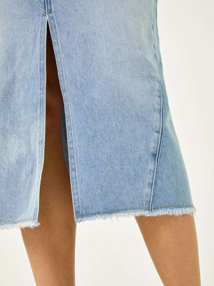 Roman Blue Light Wash Midi Skirt - Image 5 of 5