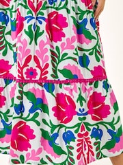 Roman Pink Floral Print Tiered Skirt - Image 5 of 5